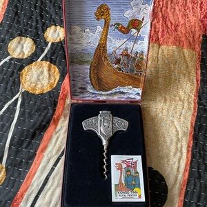 Konge-Tinn Royal Pewter Viking Ship Corkscrew Wine Opener Collectible
